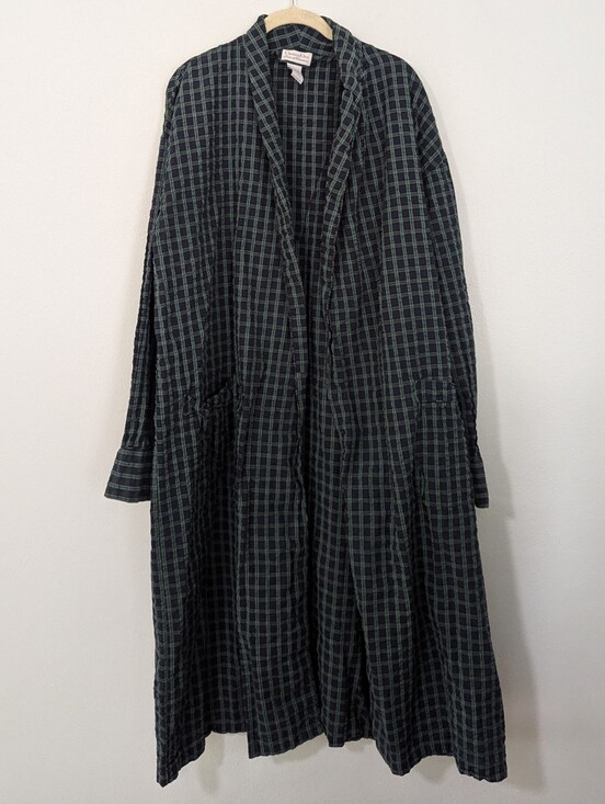 Dior Other - Vintage Christian Dior Robe De Chambre Plaid Robe Cotton Green Blue One Size
